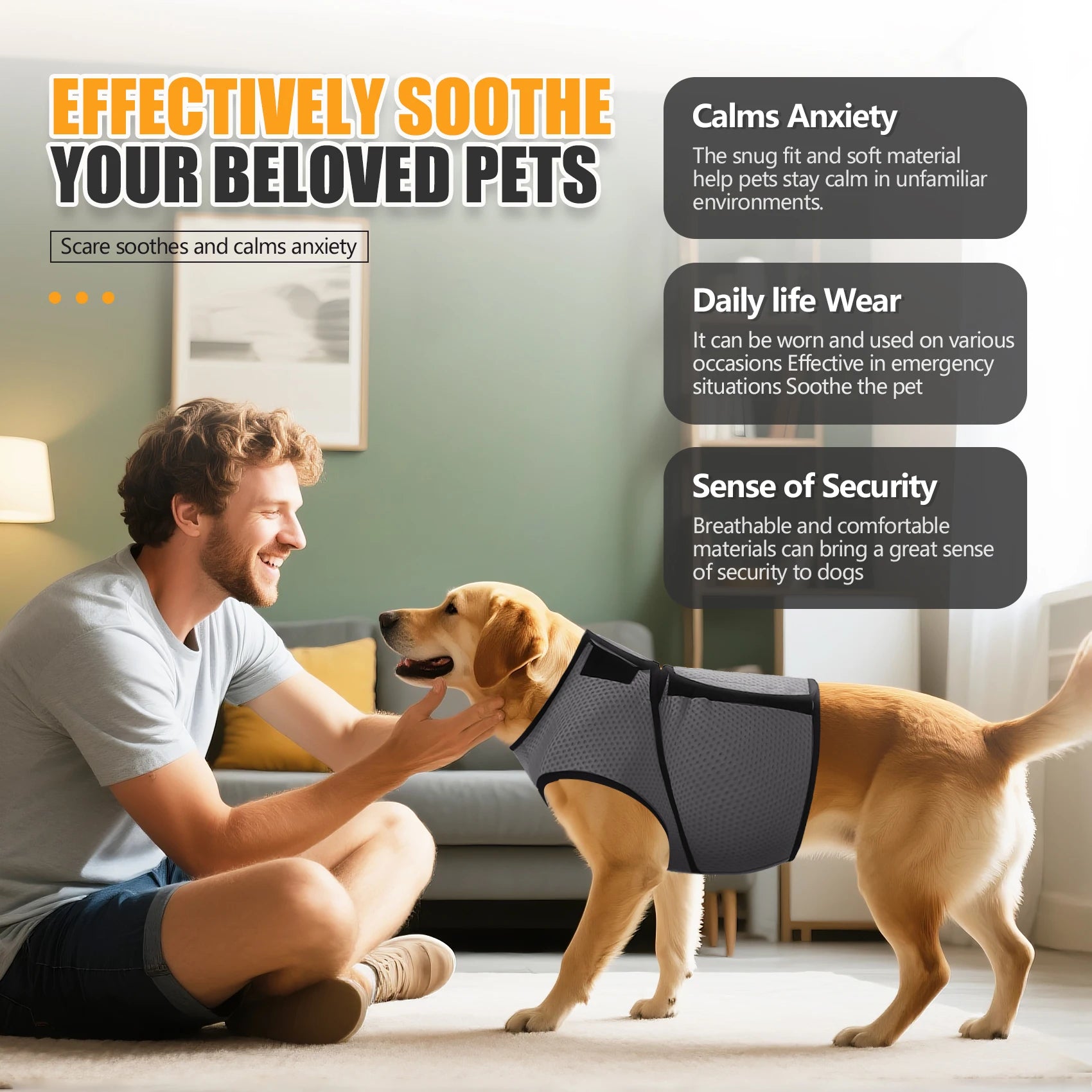Dog Anxiety Jacket, Dog Coat for Thunder, Skin-Friendly Dog Calming Shirt - Keep Pet Calm, anti Anxiety Vest for Dogs and Cat